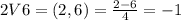 2V6=(2,6)=\frac{2-6}{4} =-1