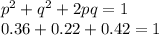 p^2+q^2+2pq = 1\\0.36+0.22+0.42 = 1