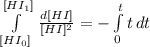 \int\limits^{[HI_1]}_{[HI_0]} {\,\frac{d[HI]}{[HI]^2}=-\int\limits^t_0 {t} \, dt