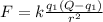F=k \frac{q_1 (Q-q_1)}{r^2}