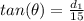 tan(\theta)=\frac{d_1}{15}