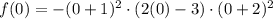 f(0)=-(0+1)^2 \cdot (2(0)-3) \cdot (0+2)^2
