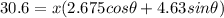 30.6 = x(2.675 cos\theta + 4.63 sin\theta)