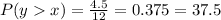 P(yx) = \frac{4.5}{12} = 0.375 = 37.5%