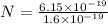N = \frac{6.15\times 10^{-19}}{1.6 \times 10^{-19}}