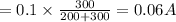 =0.1\times \frac{300}{200+300}=0.06A