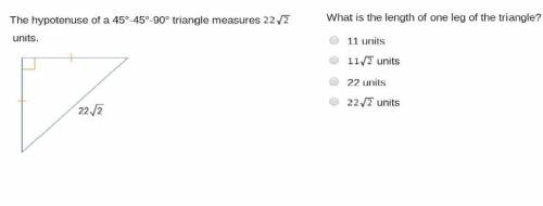 What is the length of one leg of the triangle? 11 units11/units22 units22/2 units