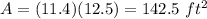 A=(11.4)(12.5)=142.5\ ft^2
