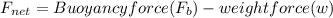 F_{net} = Buoyancy force(F_{b}) - weight force(w)