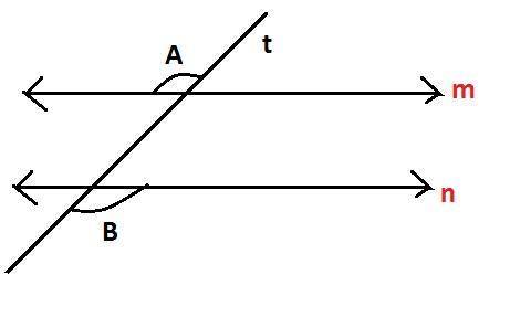 Apair of parallel lines is cut by a transversal, as shown:  a pair of parallel lines is shown cut by