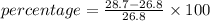 percentage = \frac{28.7 - 26.8}{26.8} \times 100