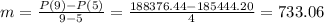 m=\frac{P(9)-P(5)}{9-5}=\frac{188376.44-185444.20}{4}=733.06