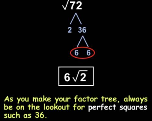 Simplified form of square root of 72
