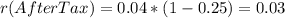 r(AfterTax)=0.04*(1-0.25)=0.03
