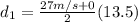 d_1 = \frac{27 m/s + 0}{2} (13.5)