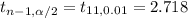 t_{n-1, \alpha/2}=t_{11,0.01}=2.718