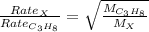 \frac{Rate_{X}}{Rate_{C_3H_8}}=\sqrt{\frac{M_{C_3H_8}}{M_{X}}}
