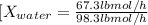 [X_{water} =  \frac{67.3 lbmol/h}{98.3 lbmol/h}