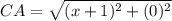 CA=\sqrt{(x+1)^{2}+(0)^{2}}