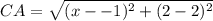 CA=\sqrt{(x--1)^{2}+(2-2)^{2}}