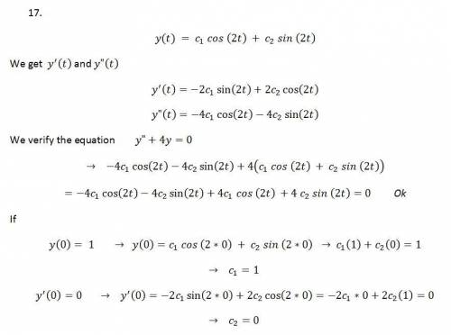 using direct substitution, verify that y(t) is a solution of the given differential equations 17-19.