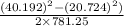 \frac{(40.192)^{2} - (20.724)^{2})}{2 \times 781.25}