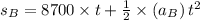 s_B=8700\times t+\frac{1}{2}\times \left ( a_B\right )t^2