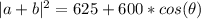 |a+b|^{2} = 625 + 600*cos(\theta)