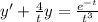 y'+\frac{4}{t}y=\frac{e^{-t}}{t^3}