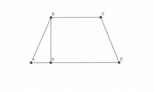 Given:  abcd trapezoid, bk ⊥ ad , ab=dc ab=8, ak=4 find:  m∠a, m∠b