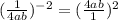 (\frac{1}{4ab})^{-2}=(\frac{4ab}{1})^{2}