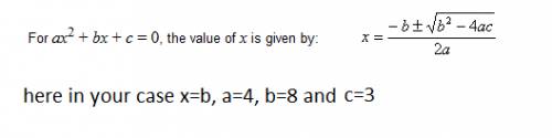 How do you solve 4b^2+8b+7=4 using the quadratic formula