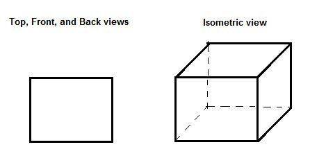 An isometric drawing shows a  view of a three-dimensional figure.  a. front  b. top  c. back  d. cor