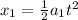 x_1 = \frac{1}{2}a_1 t^2