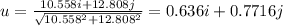 u=\frac{10.558i+12.808j}{\sqrt{10.558^2+12.808^2}}=0.636i+0.7716j
