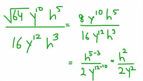 Plz !  simplify the radical expression. √64y^10h^5/16y^12h^3