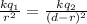 \frac{kq_1}{r^2} = \frac{kq_2}{(d-r)^2}