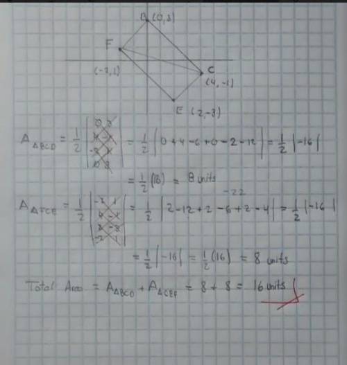 Find the area of rectangle bcef. round the area to the nearest whole number, if necessary. b(0,3) c(