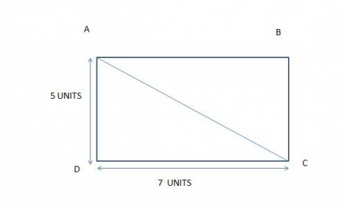 The length of a rectangle is 7 units and its width is 5 units. what is the approximate length of the