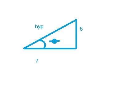 The legs of a right triangle measure 5 inches and 7 inches of theta is the angle between the 7-inch