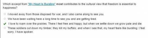 Which excerpt from my heart is bursting most contributes to the cultural view that freedom is essen