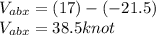 V_{abx} =(17)-(-21.5)\\V_{abx} =38.5knot