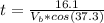 t=\frac{16.1}{V_{b}*cos(37.3)}