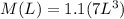 M(L)=1.1(7L^{3})