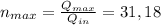 n_{max} = \frac{Q_{max} }{Q_{in} } = 31,18 %