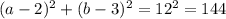 (a-2)^{2} + (b-3)^{2}=12 ^{2}=144