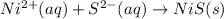 Ni^{2+}(aq)+S^{2-}(aq)\rightarrow NiS(s)