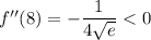f''(8)=-\dfrac1{4\sqrt e}
