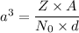a^3=\dfrac{Z\times A}{N_0\times d}