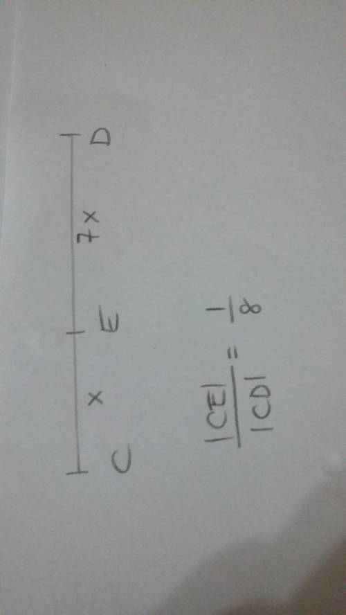 Find a point e on cd such that the ratio of ce to cd is 1/8